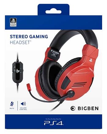 Aanbiedingen PS4 Official Stereo Gaming Headset V3 Rood - BIGben - Geldig van 17/10/2020 tot 06/12/2020 bij ToyChamp