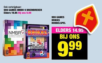 Aanbiedingen 999 games nmbr 9 breinbreker - 999games - Geldig van 02/11/2020 tot 15/11/2020 bij Big Bazar