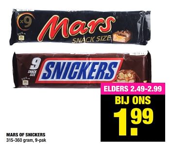 Aanbiedingen Mars of snickers - Huismerk - Big Bazar - Geldig van 02/11/2020 tot 15/11/2020 bij Big Bazar