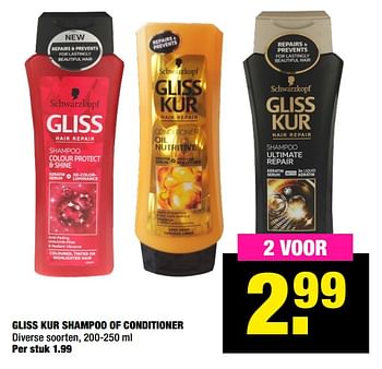 Aanbiedingen Gliss kur shampoo of conditioner - Schwartzkopf - Geldig van 02/11/2020 tot 15/11/2020 bij Big Bazar