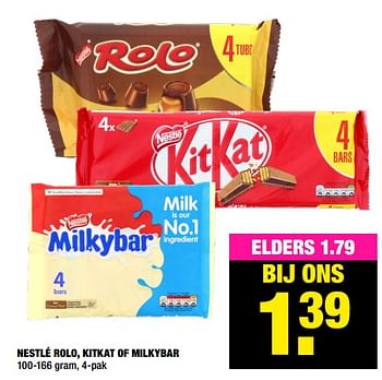 Aanbiedingen Nestlé rolo, kitkat of milkybar - Nestlé - Geldig van 02/11/2020 tot 15/11/2020 bij Big Bazar