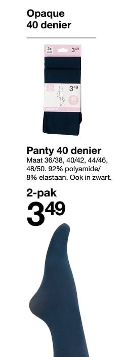 Aanbiedingen Panty 40 denier - Huismerk - Zeeman  - Geldig van 07/11/2020 tot 13/11/2020 bij Zeeman