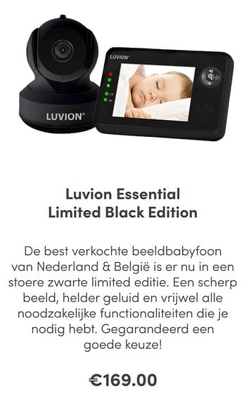 Aanbiedingen Luvion essential limited black edition bekijk alle babyfoons - Luvion - Geldig van 08/11/2020 tot 14/11/2020 bij Baby & Tiener Megastore