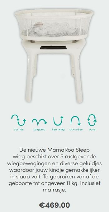 Aanbiedingen De nieuwe mamaroo sleep wieg beschikt over 5 rustgevende wiegbewegingen en diverse geluidjes waardoor jouw kindje gemakkelijker in slaap valt - 4Moms - Geldig van 08/11/2020 tot 14/11/2020 bij Baby & Tiener Megastore