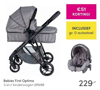 Aanbiedingen Bebies first optima 3-in-1 kinderwagen - bebiesfirst - Geldig van 08/11/2020 tot 14/11/2020 bij Baby & Tiener Megastore