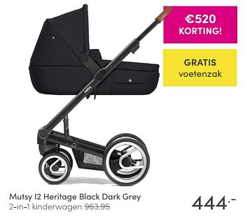 Aanbiedingen Mutsy i2 heritage black dark grey 2-in-1 kinderwagen - Mutsy - Geldig van 08/11/2020 tot 14/11/2020 bij Baby & Tiener Megastore