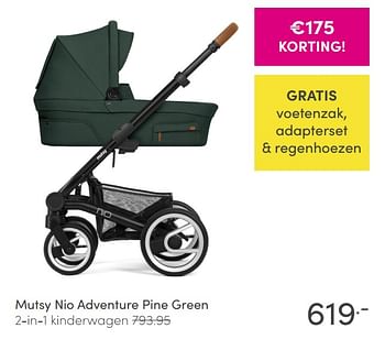 Aanbiedingen Mutsy nio adventure pine green 2-in-1 kinderwagen - Mutsy - Geldig van 08/11/2020 tot 14/11/2020 bij Baby & Tiener Megastore