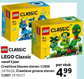 Aanbiedingen Lego classic creatieve blauwe stenen 11006 - Lego - Geldig van 26/09/2020 tot 06/12/2020 bij Intertoys