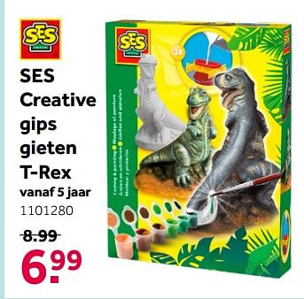 Aanbiedingen Ses creative gips gieten t-rex - SES - Geldig van 26/09/2020 tot 06/12/2020 bij Intertoys
