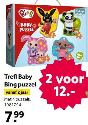 Aanbiedingen Trefl baby bing puzzel - Bing - Geldig van 26/09/2020 tot 06/12/2020 bij Intertoys