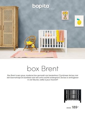 Aanbiedingen Box brent - Bopita - Geldig van 15/11/2020 tot 21/11/2020 bij Baby & Tiener Megastore