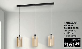 Aanbiedingen Hanglamp zwart- amber glas - Geldig van 17/11/2020 tot 25/12/2020 bij Zelfbouwmarkt