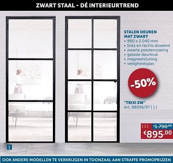 Aanbiedingen Stalen deuren mat zwart trixi 3w - Geldig van 17/11/2020 tot 25/12/2020 bij Zelfbouwmarkt