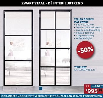 Aanbiedingen Stalen deuren mat zwart trixi 8w - Geldig van 17/11/2020 tot 25/12/2020 bij Zelfbouwmarkt