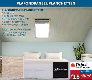 Aanbiedingen Plafondpaneel planchetten - Maestro - Geldig van 17/11/2020 tot 25/12/2020 bij Zelfbouwmarkt