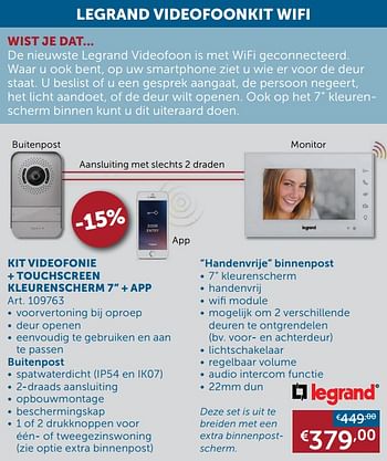Aanbiedingen Kit videofonie + touchscreen kleurenscherm 7`` + app - Geldig van 17/11/2020 tot 25/12/2020 bij Zelfbouwmarkt