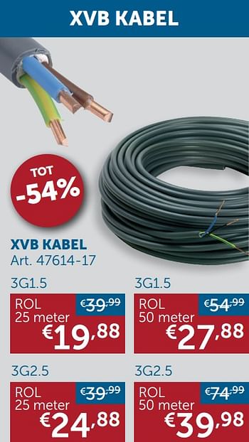 Aanbiedingen Xvb kabel - Geldig van 17/11/2020 tot 25/12/2020 bij Zelfbouwmarkt