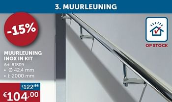 Aanbiedingen Muurleuning inox in kit - Levis - Geldig van 17/11/2020 tot 25/12/2020 bij Zelfbouwmarkt