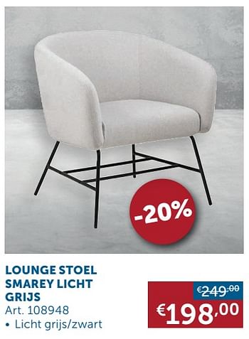 Aanbiedingen Lounge stoel smarey licht grijs - Geldig van 17/11/2020 tot 25/12/2020 bij Zelfbouwmarkt