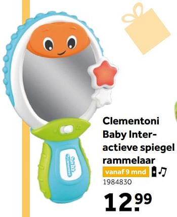 Aanbiedingen Clementoni baby interactieve spiegel rammelaar - Clementoni - Geldig van 26/09/2020 tot 06/12/2020 bij Intertoys