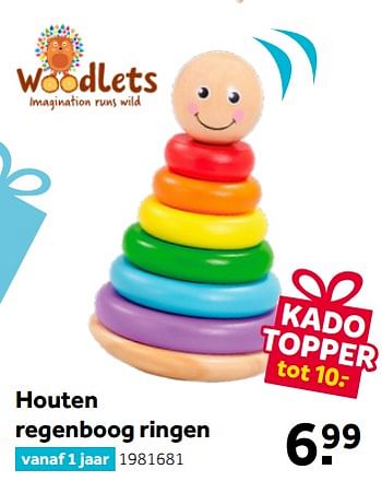 Aanbiedingen Houten regenboog ringen - Woodlets - Geldig van 26/09/2020 tot 06/12/2020 bij Intertoys