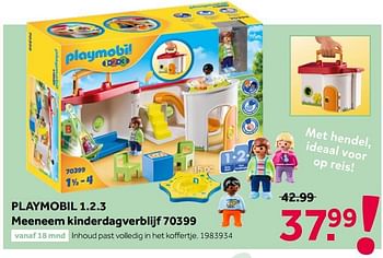 Aanbiedingen Playmobil 1.2.3 meeneem kinderdagverblijf 70399 - Playmobil - Geldig van 26/09/2020 tot 06/12/2020 bij Intertoys