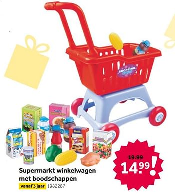 Aanbiedingen Supermarkt winkelwagen met boodschappen - Huismerk - Intertoys - Geldig van 26/09/2020 tot 06/12/2020 bij Intertoys
