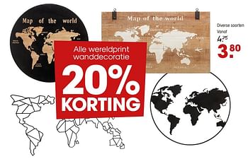 Aanbiedingen Wereldprint wanddecoratie - Huismerk - Kwantum - Geldig van 23/11/2020 tot 30/11/2020 bij Kwantum