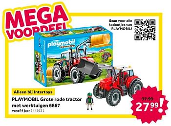 Aanbiedingen Playmobil grote rode tractor met werktuigen 6867 - Playmobil - Geldig van 26/09/2020 tot 06/12/2020 bij Intertoys