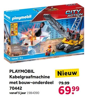 Aanbiedingen Playmobil kabelgraafmachine met bouw-onderdeel 70442 - Playmobil - Geldig van 26/09/2020 tot 06/12/2020 bij Intertoys
