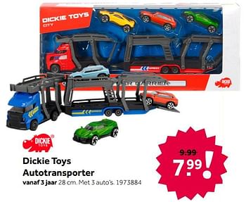 Aanbiedingen Dickie toys autotransporter - Dickie - Geldig van 26/09/2020 tot 06/12/2020 bij Intertoys