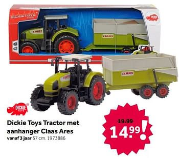 Aanbiedingen Dickie toys tractor met aanhanger claas ares - Dickie - Geldig van 26/09/2020 tot 06/12/2020 bij Intertoys