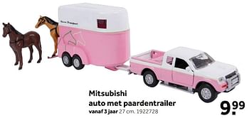 Aanbiedingen Mitsubishi auto met paardentrailer - Bruder - Geldig van 26/09/2020 tot 06/12/2020 bij Intertoys