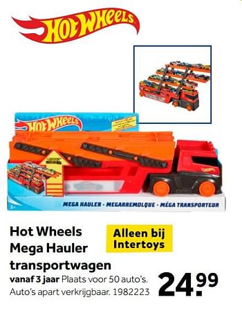 Aanbiedingen Hot wheels mega hauler transportwagen - Hot Wheels - Geldig van 26/09/2020 tot 06/12/2020 bij Intertoys