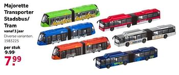 Aanbiedingen Majorette transporter stadsbus- tram - Majorette - Geldig van 26/09/2020 tot 06/12/2020 bij Intertoys