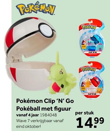Aanbiedingen Pokémon clip `n` go pokéball met figuur - Pokemon - Geldig van 26/09/2020 tot 06/12/2020 bij Intertoys