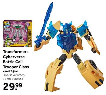 Aanbiedingen Transformers cyberverse battle call trooper class - Transformers - Geldig van 26/09/2020 tot 06/12/2020 bij Intertoys