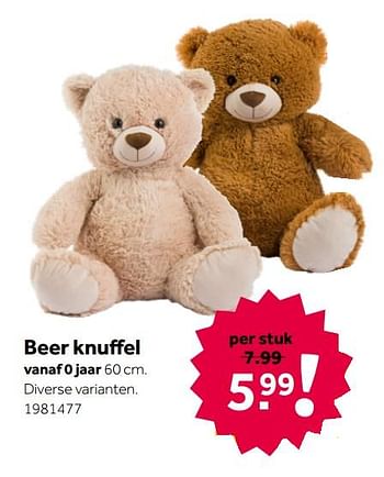 Aanbiedingen Beer knuffel - Huismerk - Intertoys - Geldig van 26/09/2020 tot 06/12/2020 bij Intertoys