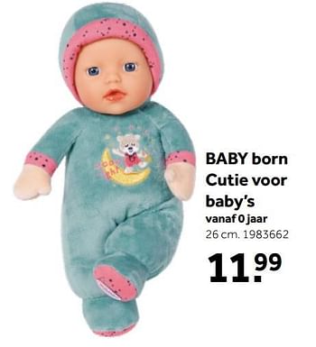 Aanbiedingen Baby born cutie voor baby`s - Baby Born - Geldig van 26/09/2020 tot 06/12/2020 bij Intertoys