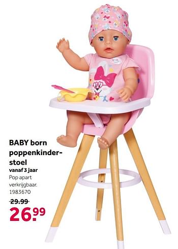 Aanbiedingen Baby born poppenkinderstoel - Baby Born - Geldig van 26/09/2020 tot 06/12/2020 bij Intertoys