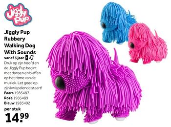 Aanbiedingen Jiggly pup rubbery walking dog with sounds paars - Huismerk - Intertoys - Geldig van 26/09/2020 tot 06/12/2020 bij Intertoys