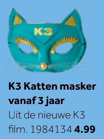 Aanbiedingen K3 katten masker - K3 - Geldig van 26/09/2020 tot 06/12/2020 bij Intertoys