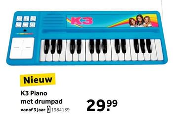 Aanbiedingen K3 piano met drumpad - K3 - Geldig van 26/09/2020 tot 06/12/2020 bij Intertoys