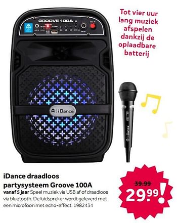 Aanbiedingen Idance draadloos partysysteem groove 100a - I Dance - Geldig van 26/09/2020 tot 06/12/2020 bij Intertoys