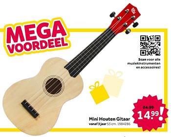 Aanbiedingen Mini houten gitaar - Huismerk - Intertoys - Geldig van 26/09/2020 tot 06/12/2020 bij Intertoys