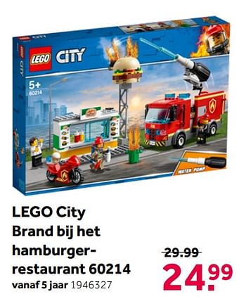 Aanbiedingen Lego city brand bij het hamburgerrestaurant 60214 - Lego - Geldig van 26/09/2020 tot 06/12/2020 bij Intertoys