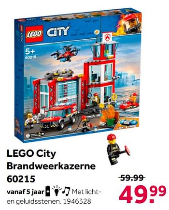 Aanbiedingen Lego city brandweerkazerne 60215 - Lego - Geldig van 26/09/2020 tot 06/12/2020 bij Intertoys