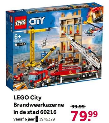 Aanbiedingen Lego city brandweerkazerne in de stad 60216 - Lego - Geldig van 26/09/2020 tot 06/12/2020 bij Intertoys