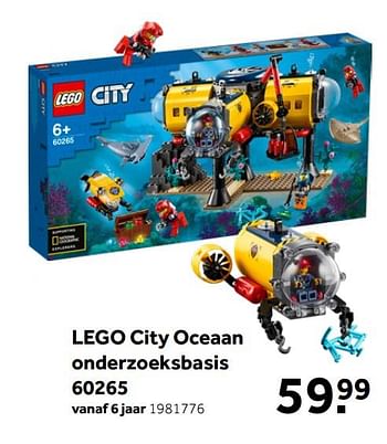 Aanbiedingen Lego city oceaan onderzoeksbasis 60265 - Lego - Geldig van 26/09/2020 tot 06/12/2020 bij Intertoys