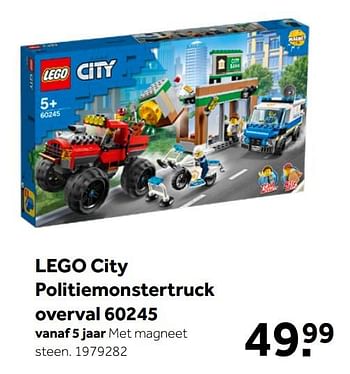 Aanbiedingen Lego city politiemonstertruck overval 60245 - Lego - Geldig van 26/09/2020 tot 06/12/2020 bij Intertoys